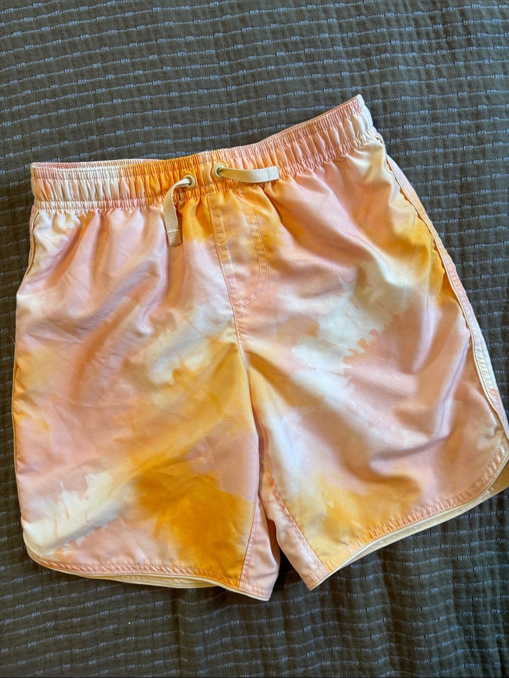 Hanna Andersson Pink and Orange Tie-Dye Mesh Lined Swim Shorts Sz 10/130